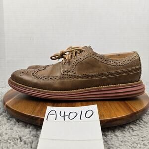 Cole Haan Mens 9M LunarGrand Brown Leather Wingtip Brogue Business Casual Oxford